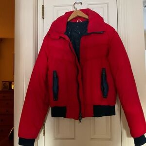 Women's Red and Deep Navy Blue Winter Jacket